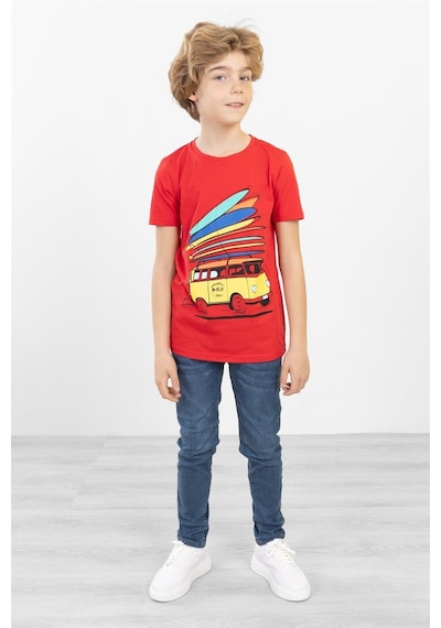 BRZ Kids Baskılı Unisex Çocuk Kısa Kollu T-shirt - 2 Yaş Kırmızı