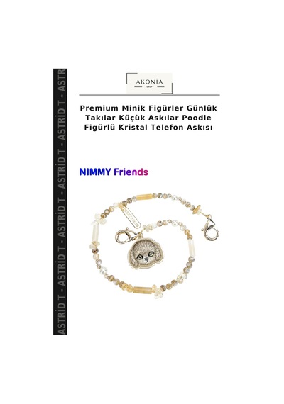 Premium Minik Figürler Günlük Takılar Küçük Askılar Poodle Figürlü Kristal Telefon Askısı
