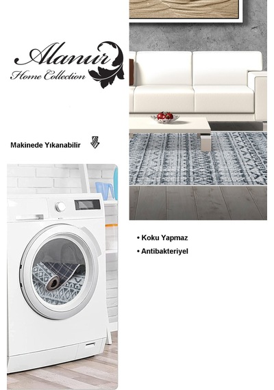 Dekoreko Kaymaz Taban Djt Salon Halısı Star Pamuk Iskandinav F5078 lacivert