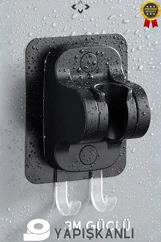 Duş Başlığı Askısı Kendinden Yapışkanlı Güçlü Tutuculu Duş Mafsalı Banyo Askısı Siyah