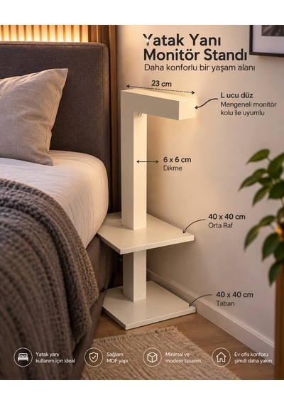Yatak Setup Monitör Standı Dar Alanda Çok İş