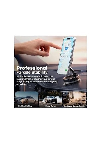 Duffa Magsafe Uyumlu Manyetik Araç Telefon Tutucu - Güçlü Vakumlu Ve Yapışkanlı Sabitleme Mekanizması, 360 Dönebilen Katlanabilir Torpido Ve Cam Üstü Telefon Tutacağı