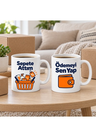 Storeşahin Sepete Attım / Ödemeyi Sen Yap 2'li Porselen Kupa Seti - Model 404 Shn0720 Çok Renkli