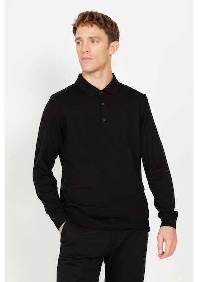 AC&Co / Altınyıldız Classics Erkek Sıyah Standart Fit Normal Kesim Polo Yaka Pamuklu Triko Kazak Siyah AC&Co / Altınyıldız Classics Erkek Sıyah Standart Fit Normal Kesim Polo Yaka Pamuklu Triko Kazak Siyah