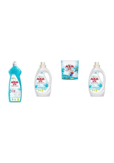 Aquabor Doğal Mineralli Elde Bulaşık + Sıvı Beyaz + Tablet + Sıvı Beyaz 4 Lü Set