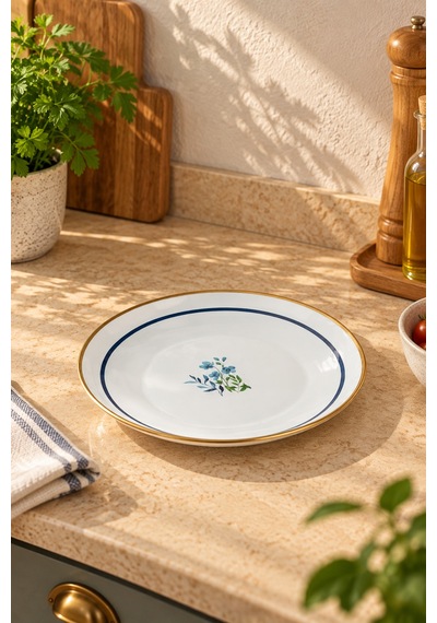 Bernardo Sapphire Emaye Servis Tabağı 21 Cm Beyaz - Pembe
