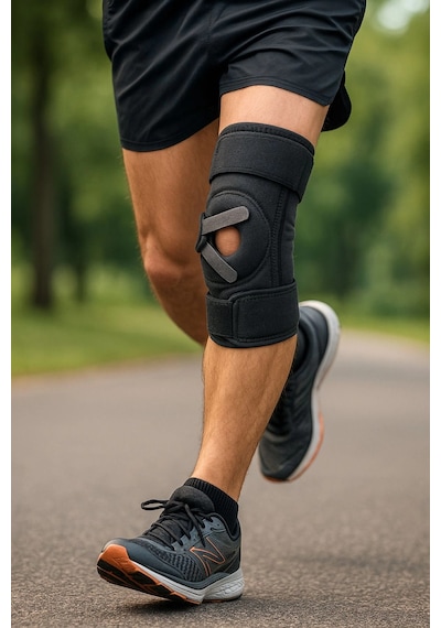 Ayarlanabilir Patella Destekli Ligamentli Menüsküs Çapraz Bağ Koruma Spor Koşu İçin Silikonlu Dizlik Siyah