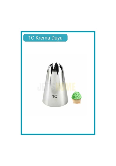 1c Kapalı Yıldız Desen Krema Duyu Büyük Boy Pasta Duyu Paslanmaz Çelik Krema Torbası Ucu 3.0x1.8x4.6 Cm Metalik Gri