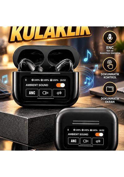 Ekranlı Kablosuz Bluetooth Kulaklık Anc Enc Destekli Dokunmatik Kontrol 00