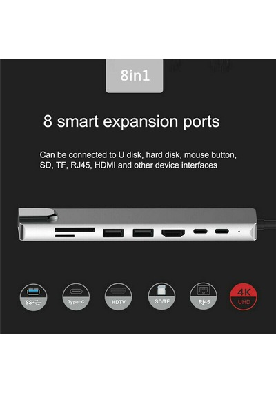 Ethernet Usb Type-C Hub Hdmı Girişili Apple Uyumlu MacBook Air Pro Çevirici