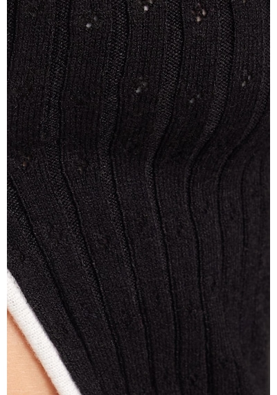 Tudors Kadın Slim Fit Dar Kesim Uzun Kollu U Yaka Bağlama Detaylı Siyah Hırka-41353 Siyah