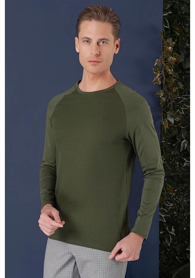 Efor Ts 872 Slim Fit Haki Spor T-shirt Haki