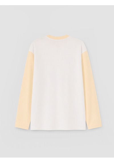 Lcw Modest Beyaz Renk Bloklu Oversize Kadın Sweatshirt Tunik
