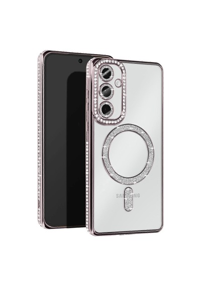 Samsung Galaxy Uyumlu. S25 Kılıf Joke Simli Magneticsafe Kılıf - Gümüş