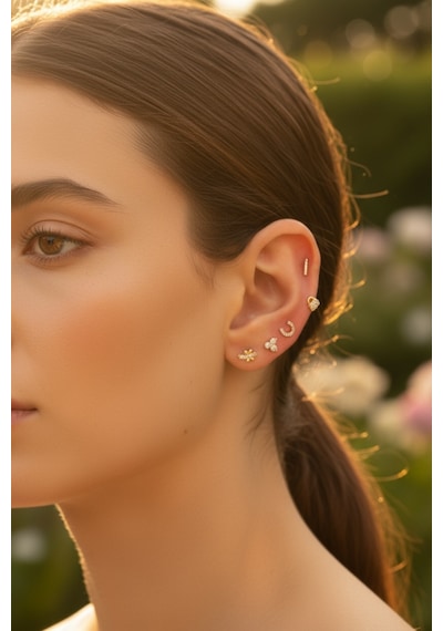 14 Ayar Altın Piercing Tragus Küpe 25114-t021
