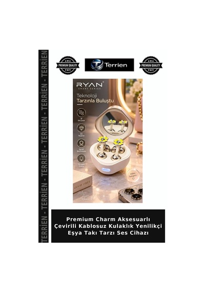 Premium Charm Aksesuarlı Çevirili Kablosuz Kulaklık Yenilikçi Eşya Takı Tarzı Ses Cihazı