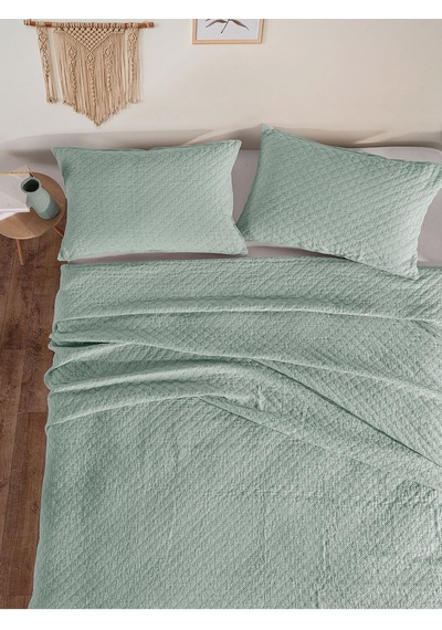BedLine Cambridge Yatak Örtüsü Seti Çift Kişilik Mint Kutulu Bej