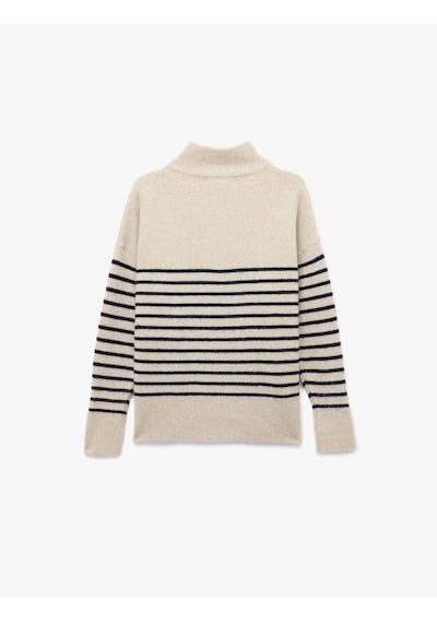 Koton Uzun Kollu Dik Yaka Yarım Düğmeli Triko Oversize Çizgili Kazak Lacivert Çizgili 6wak90096ht 7s2 Koton Uzun Kollu Dik Yaka Yarım Düğmeli Triko Oversize Çizgili Kazak Lacivert Çizgili 6wak90096ht 7s2