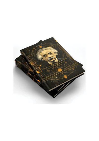 Albert Einstein Tasarımlı Çizgili Not Defteri 13x21 Cm Sert Kapak 192 Sayfa