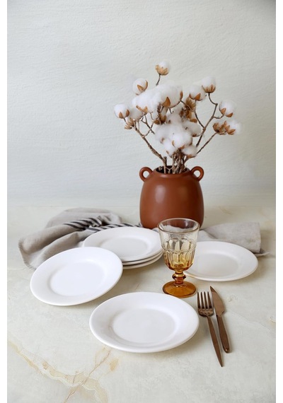 Beyaz Linda Pasta Tabağı 19 Cm 6 Adet 006 Çok Renkli