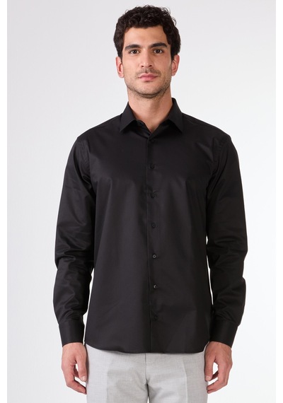Dufy Erkek Regular Fit Uzun Kol Siyah Gömlek-17302