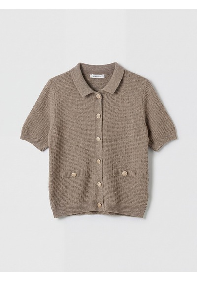 Lcw Everyday Kahverengi Polo Yaka Kadın Triko Hırka