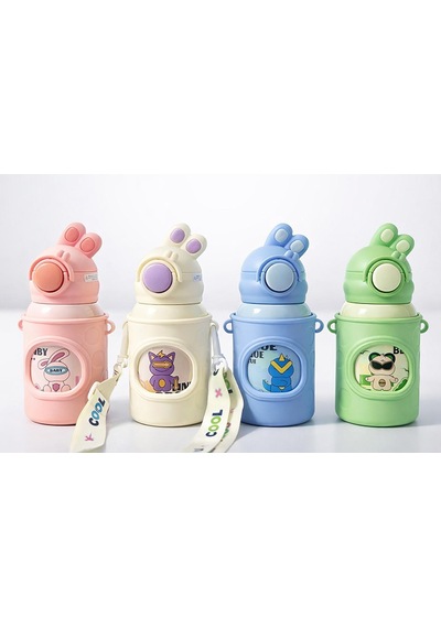 Tavşan Kulaklı 500 Ml Paslanmaz Çelik Suluk pembe