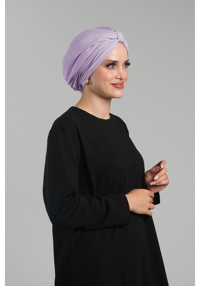 Hürrem Bone Lila Pratik Hazır Geçmeli Tesettür Bone Sandy Pileli Salaş 2121 28 Lila