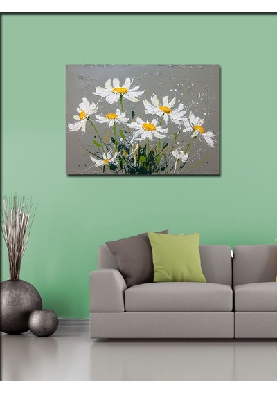 Kanvas Tablo Beyaz Papatya Buketi 50cmx70cm