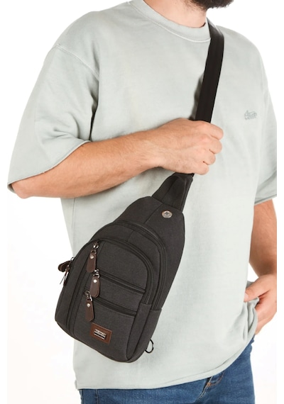 Newish Polo Body Bag Usb Çıkışlı Çapraz Göğüs Ve Sırt Çantası-kanvas 2334 Siyah