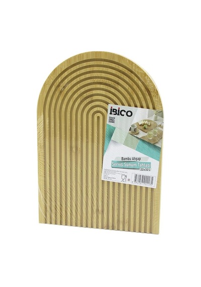 Yarım Daire Çift Taraflı Düz - Kanallı Ahşap Bambu Sunum Tepsi 22x32cm 5580