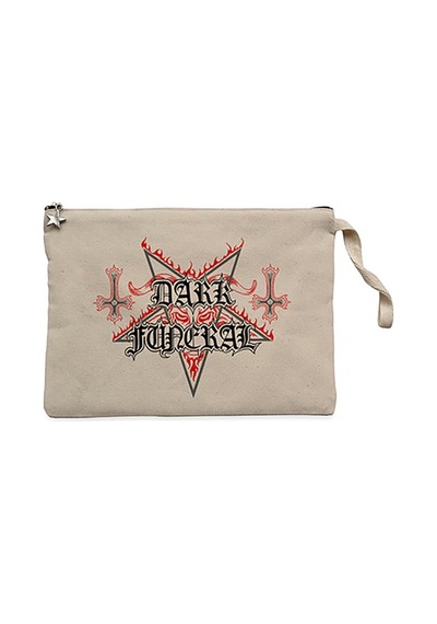 Dark Funeral Classic Krem Clutch Astarlı Cüzdan / El Çantası Krem