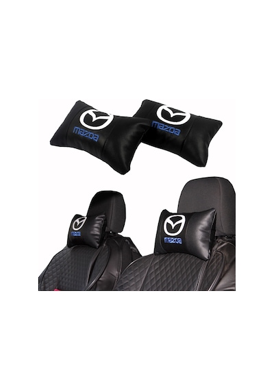Mazda Araca Özel Nakışlı Oto Deri Boyun Yastığı