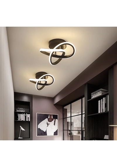Burenze Modern Plafonyer Tavan Led Avize Siyah 2 Adet Set Ledli Avize - Burenze763 Koyu Kahverengi