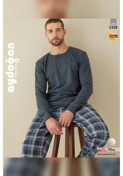 Aydoğan Erkek Civan Patlı Modal Lacivert Pijama Takımı 3339 Lacivert