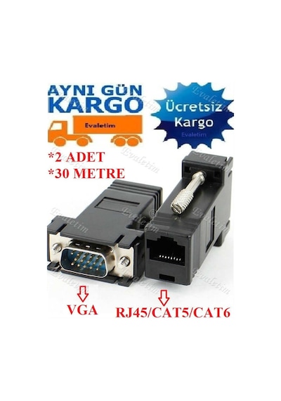 30 Metre Rj45 Vga Ekleme Ek Uzatıcı Cat5E 6 5059P Monitör Kablos