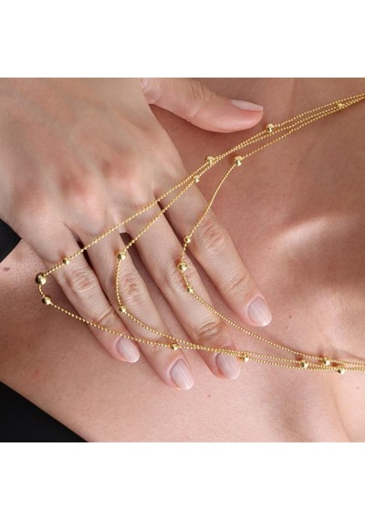 925 Ayar Gold 3 Sıra Dorika Toplu Gümüş Kolye