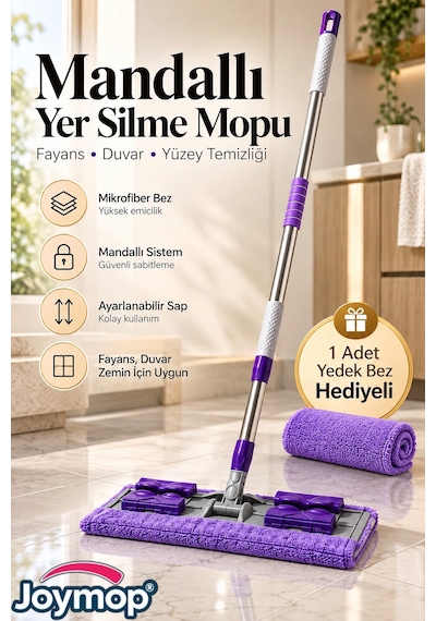1 Adet Yedek Bez Fayans Duvar Yüzey Cam Mikrofiber Mandallı Mop