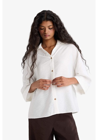 Defacto Overshirt Fit Kaçık Yaka Uzun Kollu Gömlek F4767ax25auer105 Ekru Defacto Overshirt Fit Kaçık Yaka Uzun Kollu Gömlek F4767ax25auer105 Ekru