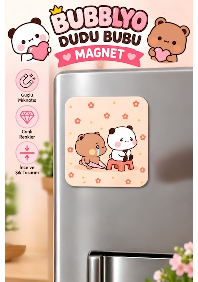 Dudu Bubu Dekoratif Buzdolabı Magneti 6x6 Cm Sevimli Tasarım Ekru