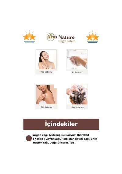 Argansabunu %100 Doğal Güzel Kokulu El Yüz Saç Vücut Orijinal Bitkisel Argan Sabunu 120g - 2 Adet Karışık