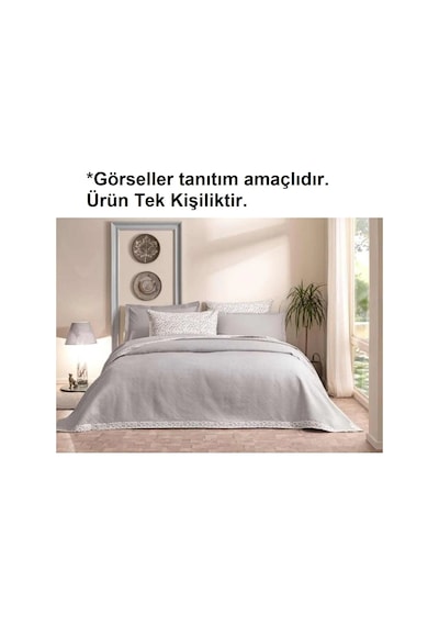 Özdilek Rf-gri-jakar Biyeli Tek Kişilik Pike Takımı