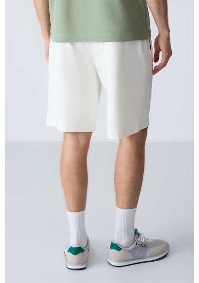 Air Jones Tommy Life Ekru Pamuklu Kalın Yumuşak Dokulu Standart Fit Basic Erkek Şort - 81275 Ekru