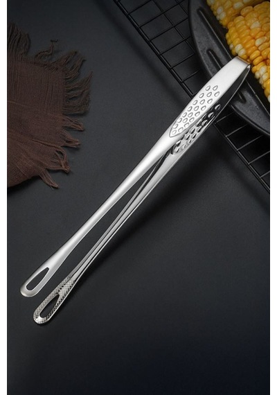 Çelik 28 Cm. Silver Et Cımbızı Mutfak Biftek Barbekü Ve Ekmek Maşası Cin625by Çelik Gri