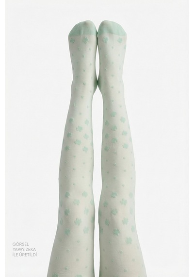 Penti Kız Çocuk Pretty Dotted Daisy Külotlu Çorap Açık Yeşil