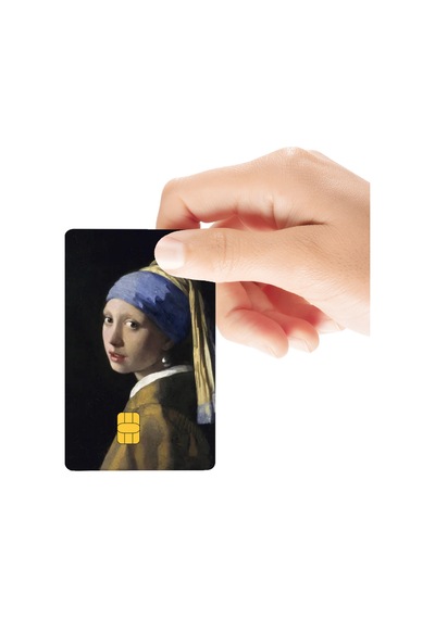 İnci Küpeli Kız Temalı Parlak Kredi/banka Kart Kaplama Sticker Standart