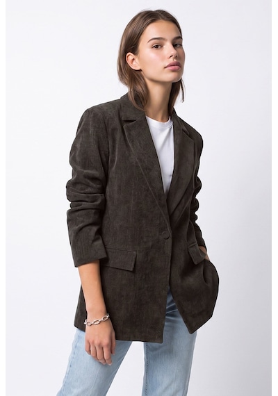 Mixray 4969 Kadın Kadife Dokulu Tek Düğmeli Blazer Ceket Kahve