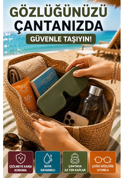Haki Katlanabilir Silikon Gözlük Kılıfı Suya Dayanıklı Esnek Koruyucu Güneş Ve Numaralı Gözlük Kılıfı