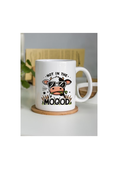 Not In The Moooood İnek Tasarımlı Beyaz Kupa Bardak - 330 Ml Porselen Kupa Çok Renkli - 876201299 Çok Renkli - 876201299 Çok Renkli