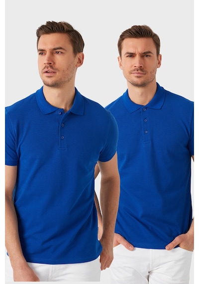 Buratti Pamuk Regular Fit Düğmeli 2'Li Paket Erkek Polo Yaka T Shirt 5902127S2 Saks-Saks